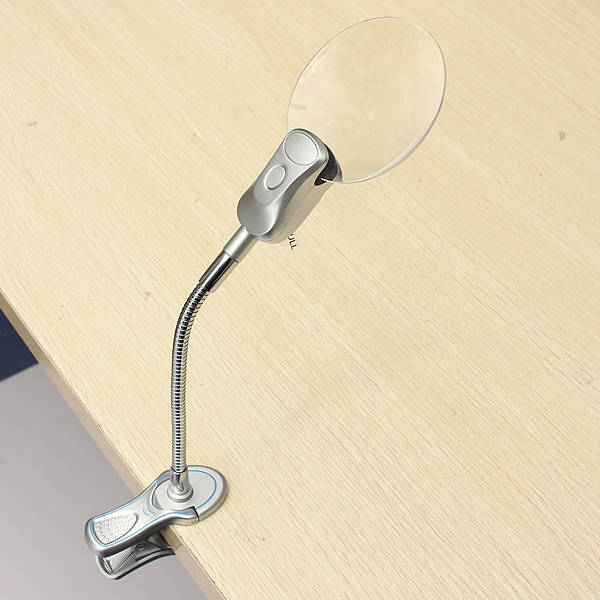 2.5x90mm 4x21mm 2LED Magnifier Clip-on Desk Table Magnifying Glass