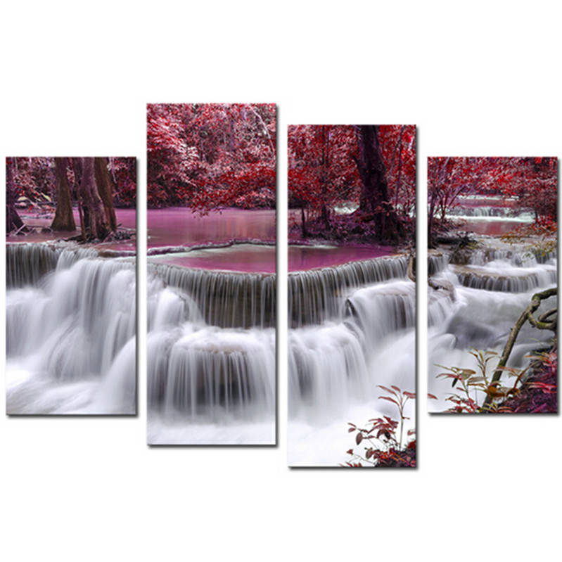 Waterfall Combination Canvas Print Painting Printed On Canvas Home Background Wall Decor