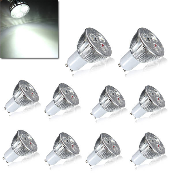 10X GU10 9W White 3LED Spot light Bulbs LED Lamp Light AC85-265V