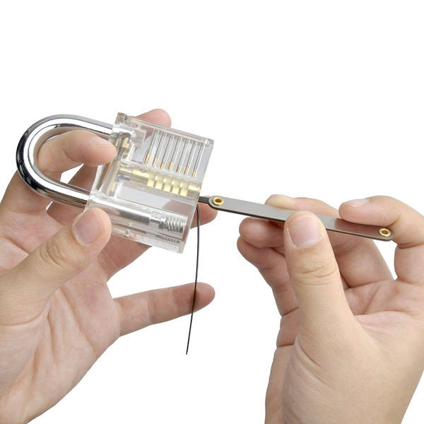Transparent Practice Padlocks with 12pcs Unlocking Lock Pick Set Key Extractor Tool Lock Pick Tools