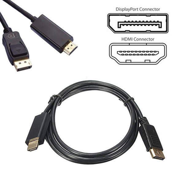 1.8M Display Port DP To HDMI Male AV Cable Adaptor For HDTV LCD PC