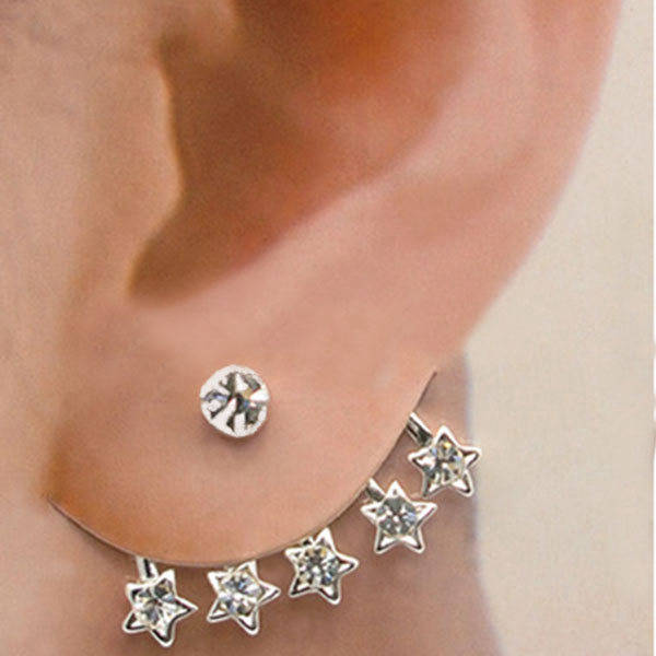 1pc Star Shaped Crystal Rhinestone Ear Cuff Stud Pin Earring