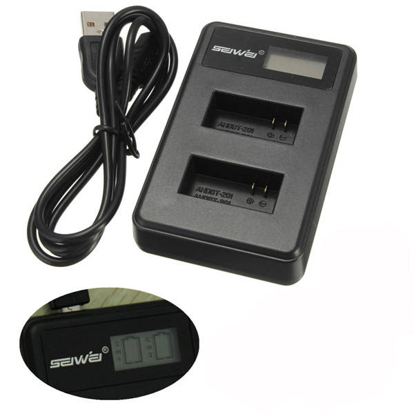 AHDBT-201 301 Dual Battery Charger LCD Intelligent Screen For GoPro HD Hero 2 3 3 Plus