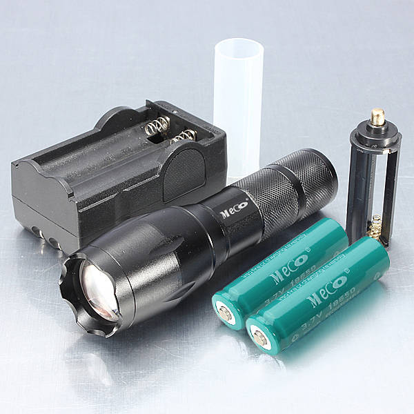 Meco XM-L2 2000Lumens 5Modes Zoomable EDC LED Flashlight +18650+Charger