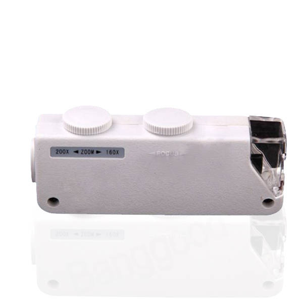 Handheld 160X-200X Zoom Lens LED Lighted Pocket Microscope Loupe