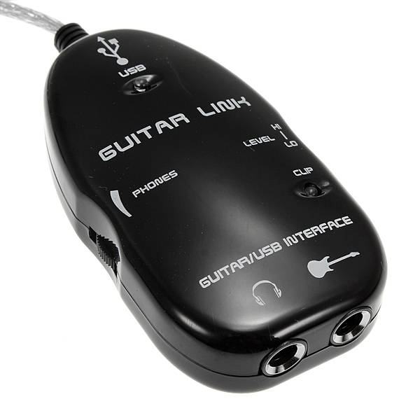 KONIX Guitar to USB Interface Link Cable MAC/PC Recording Record CD Black