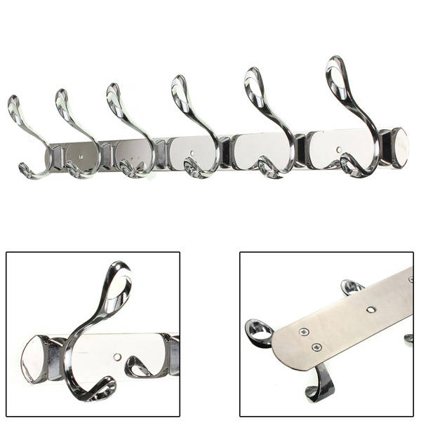Double-deck 12 Hooks Hat Clothes Towel Chrome Robe Rack Holder Door Hanger Wall Hooks