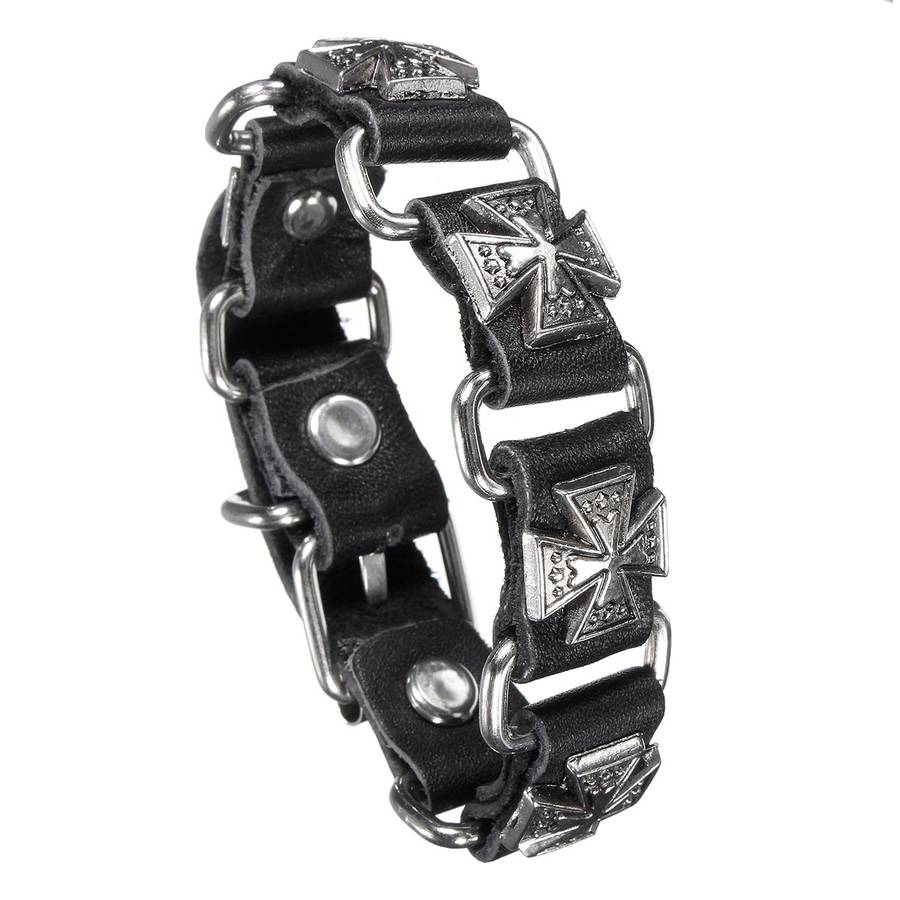 Punk Cross Retro Leather Men Women Bracelet Jewelry Accessories