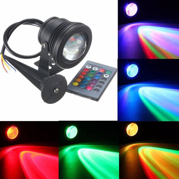 LED Waterproof IP68 10W RGB Flood Light Fountain Pool Pond Underwater Spotlight Remote Controller