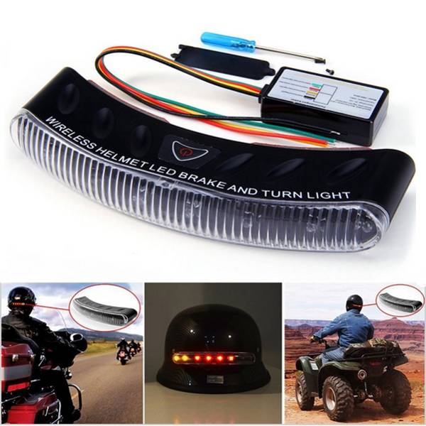 12V 8 LEDs Wireless Motorcycle Helmet Brake Light Turn Signal Warning Racer Lamp