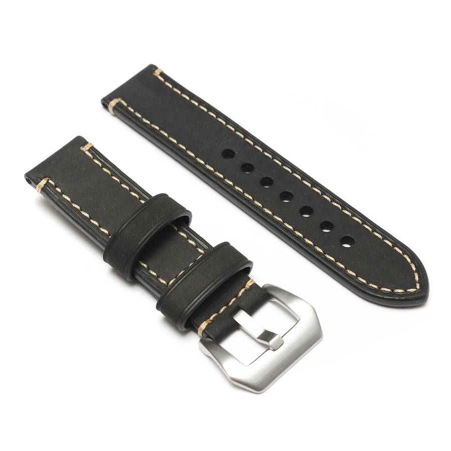 24mm Mens Genuine Leather Watch Band Strap for Panerai iWatch