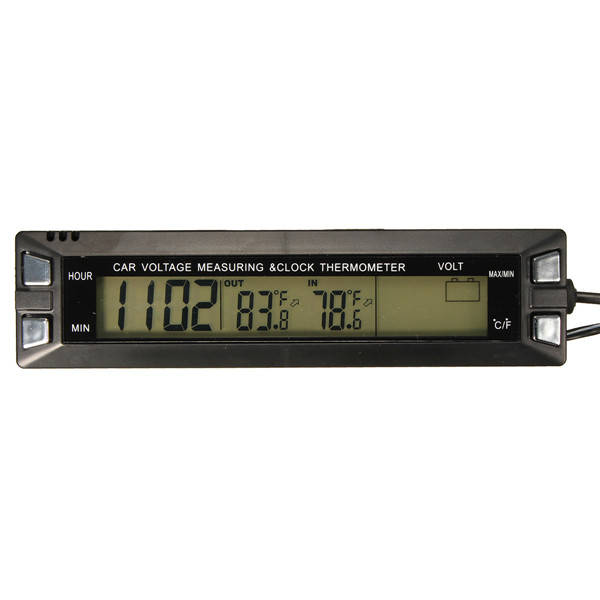 Car Auto LCD Digital Clock Thermometer Temperature Voltage Meter Battery Monitor