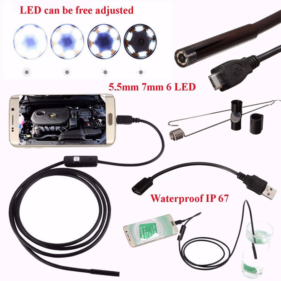 Endoscope Inspection Waterproof Camera 5.5mm Digital 5m USB For Android Phone