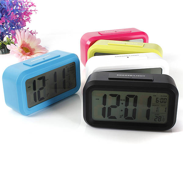 LED Digital LCD Alarm Clock Time Calendar Thermometer Snooze Backlight