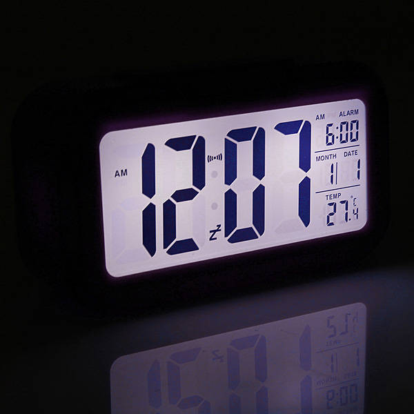 LED Digital LCD Alarm Clock Time Calendar Thermometer Snooze Backlight