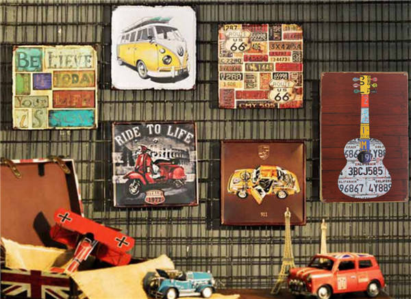 Guitar Sheet Metal Drawing Retro Metal Pub Club Tavern Cafe Shop Poster Sign Tin Decor