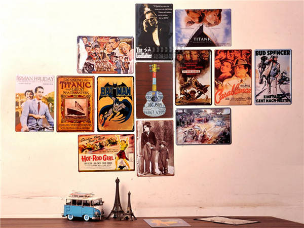 Guitar Sheet Metal Drawing Retro Metal Pub Club Tavern Cafe Shop Poster Sign Tin Decor