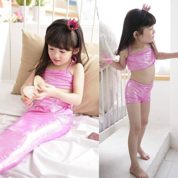 Children Girls Mermaid Swimsuit Princess Costume Bikini Set