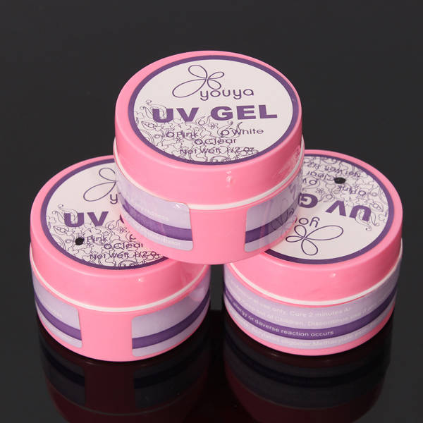 Pink White Clear Nail Art Acrylic UV Gel Glue Manicures Builder