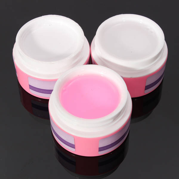 Pink White Clear Nail Art Acrylic UV Gel Glue Manicures Builder