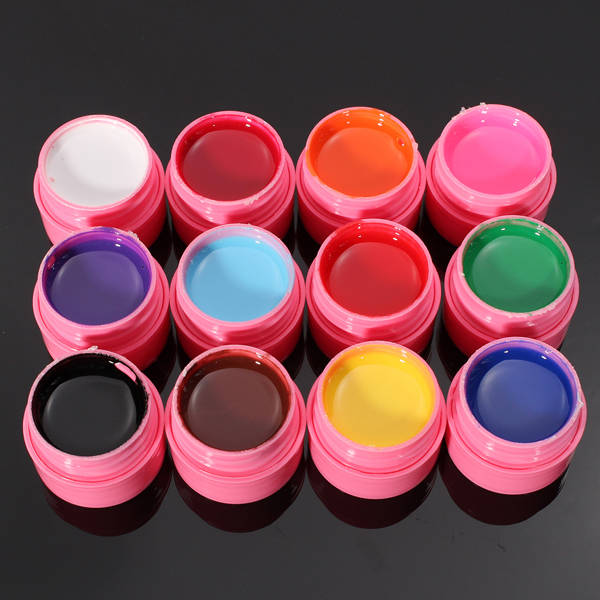 12 Colors Mix Pure Acrylic Nail Art Manicures UV Gel Builder Set