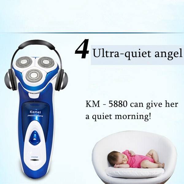 Kemei KM-5880 220V Rotary Electric Razor Rechargeable Shaver