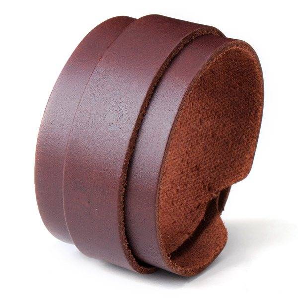 Loop Wide Button Leather Bangle