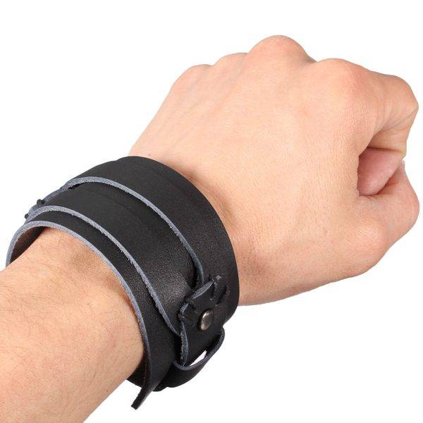 Double Wide Leather Bracelet