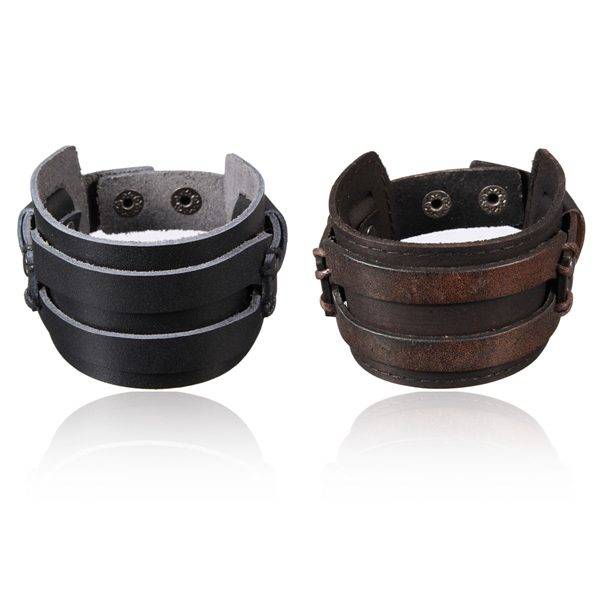 Double Wide Leather Bracelet