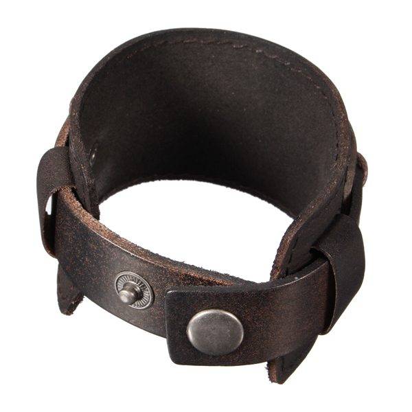 Double Wide Leather Bracelet