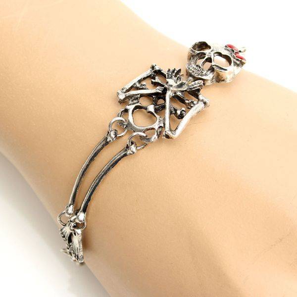 Vintage Bow Skull Alloy Bracelet
