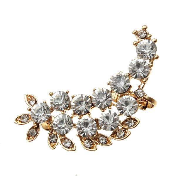 Vintage Rhinestone Leaf Earring