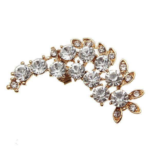 Rhinestone Leaf Ear Cuff