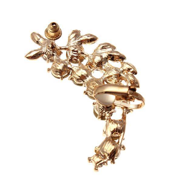 Vintage Rhinestone Leaf Earring