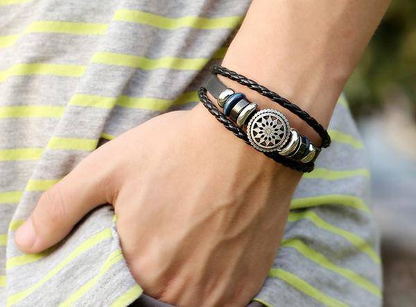 Vintage Engraved Leather Bracelet