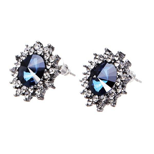 Blue Crystal Rhinestone Star Earrings