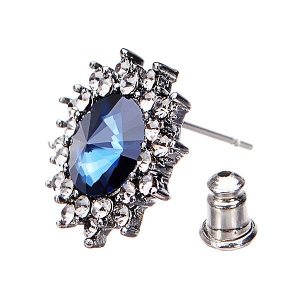 Blue Crystal Rhinestone Star Earrings