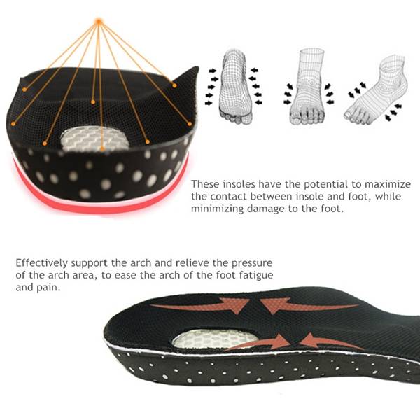 1 Pair Free Size Unisex Gel Orthotic Sport Shoe Pad Arch Support  Insoles Insert Cushion