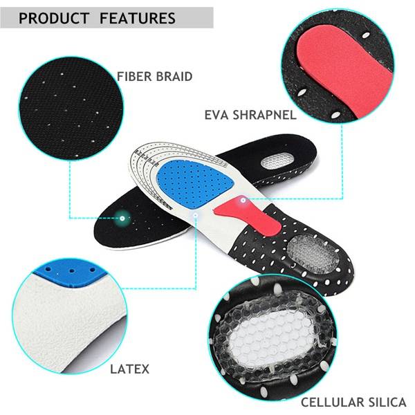 1 Pair Free Size Unisex Gel Orthotic Sport Shoe Pad Arch Support  Insoles Insert Cushion