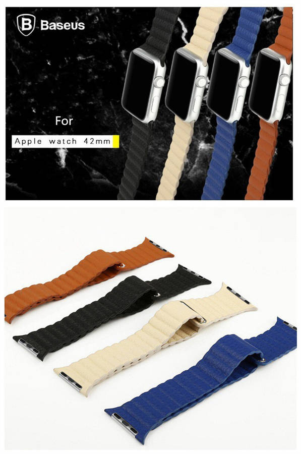 BASEUS Wrist WatchBand Strap Genuine Leather Loop Magnet Watch Band For Apple Watch 42mm