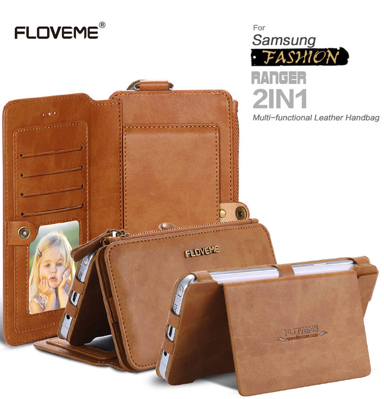 Floveme Universal Retro PU Separable Wallet Case Cover For Samsung Galaxy Note 5/S6 Edge Plus
