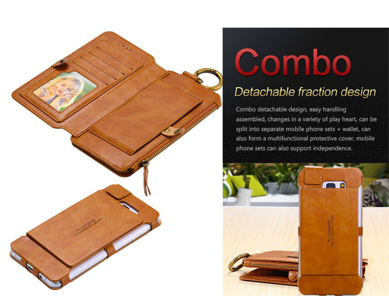 Floveme Universal Retro PU Separable Wallet Case Cover For Samsung Galaxy Note 5/S6 Edge Plus