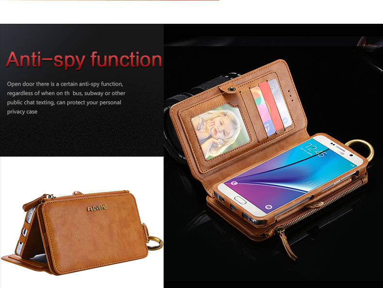 Floveme Universal Retro PU Separable Wallet Case Cover For Samsung Galaxy Note 5/S6 Edge Plus