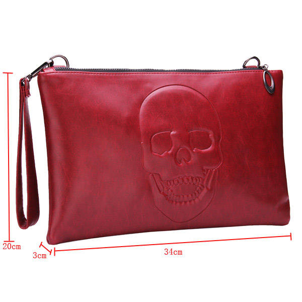 Fashion PU Leather Envelope Skull Printing Clutches Bag