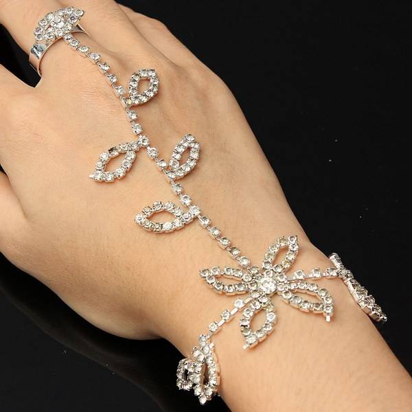 Leaves Crystal Ring Bracelet
