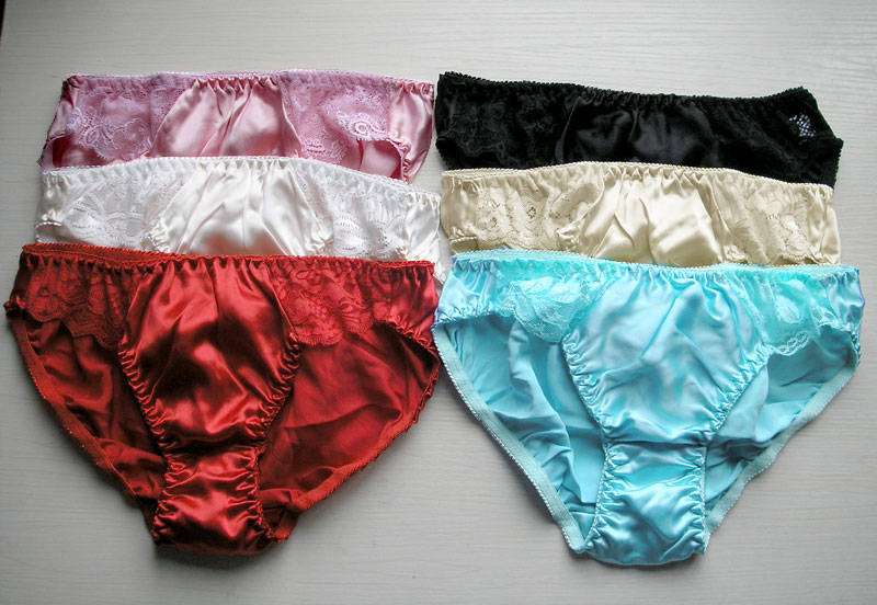 CHINESE SILK-LOT 6PCS SILK WOMEN'S BRIEFS LACE PANTIES  XL(30"-32") FREE SHIPPING