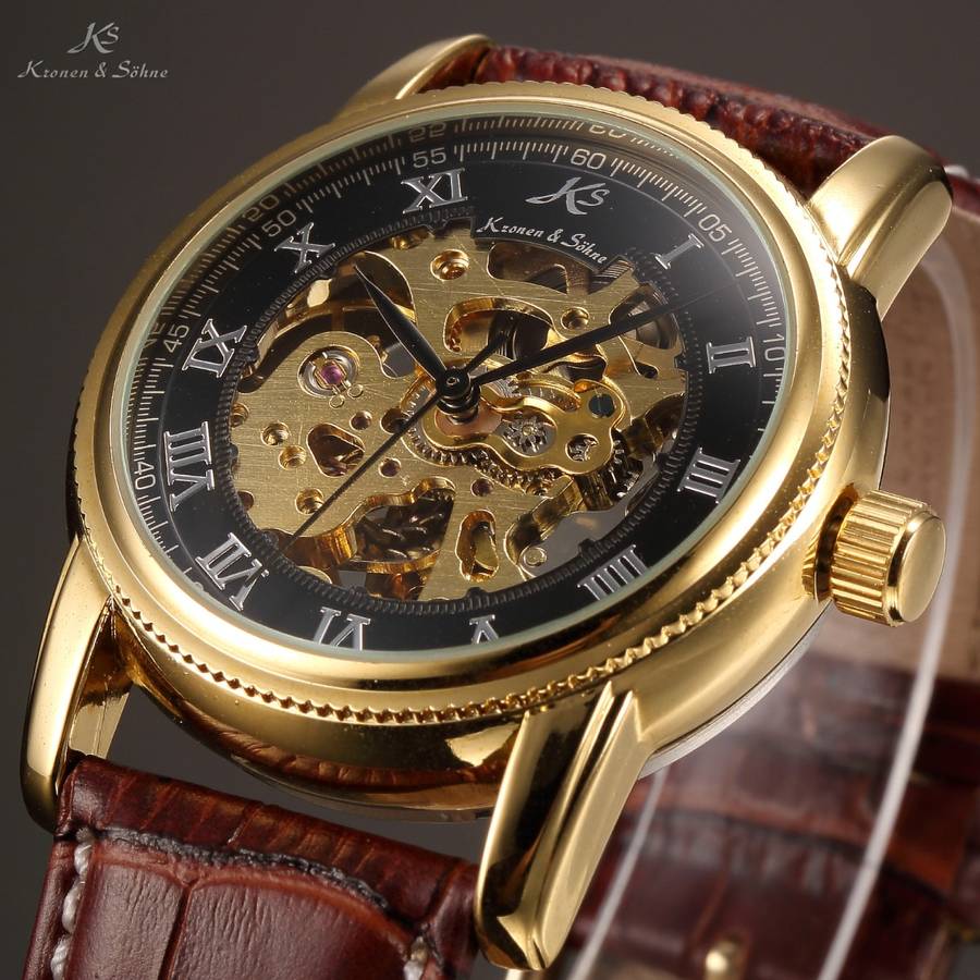 KRONEN & SOHNE Classic Rome Skeleton Automatic Mechanical Watch w/ box, papers