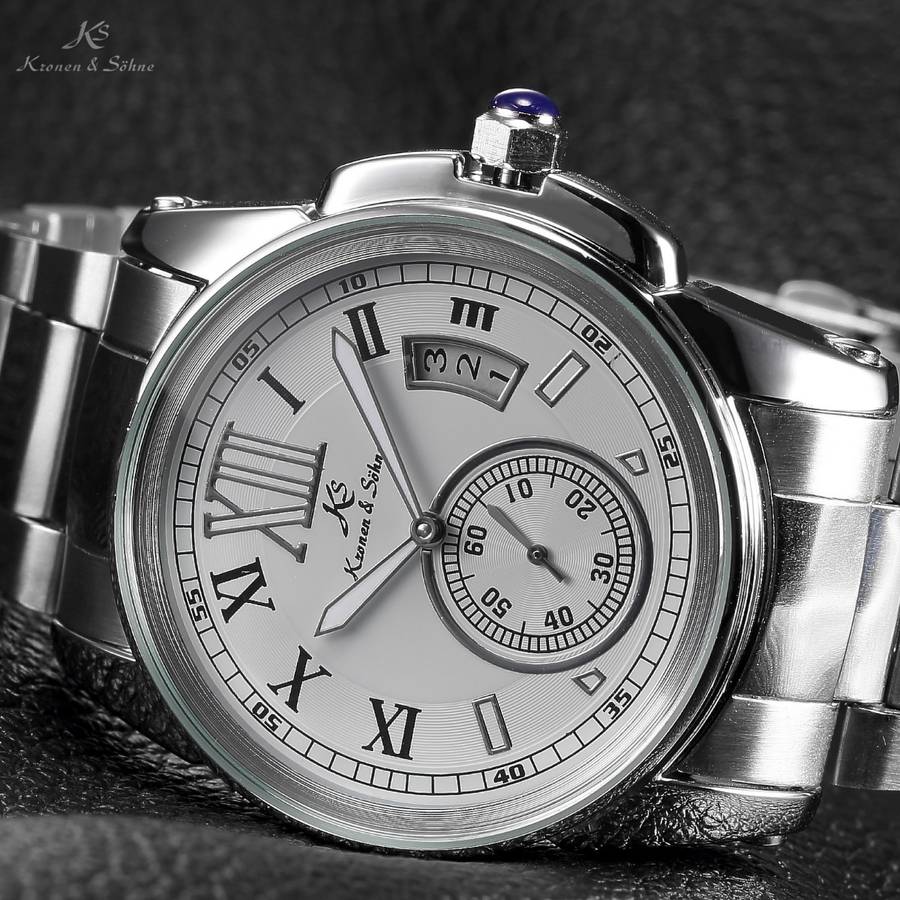 KRONEN & SOHNE Navigator STEEL Voyager AUTOMATIC Watch w/ BOX AND PAPERS