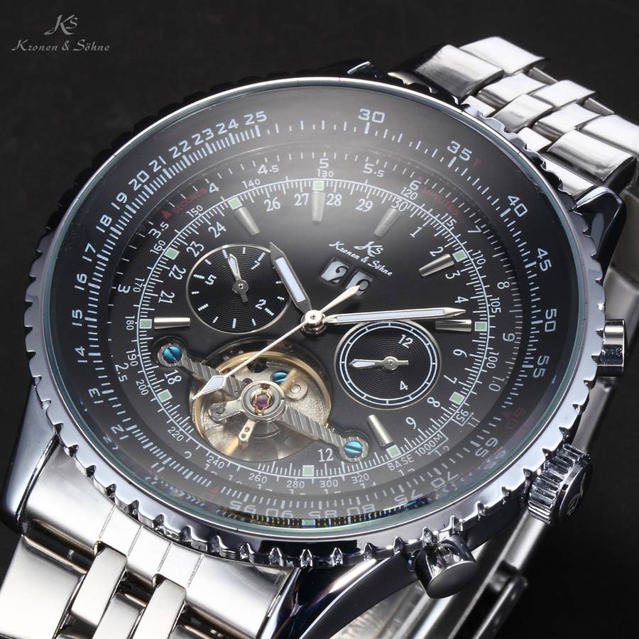 KRONEN & SOHNE Automatic Skeleton Tourbillon Chrono Watch Brand new w/ BOX, PAPERS