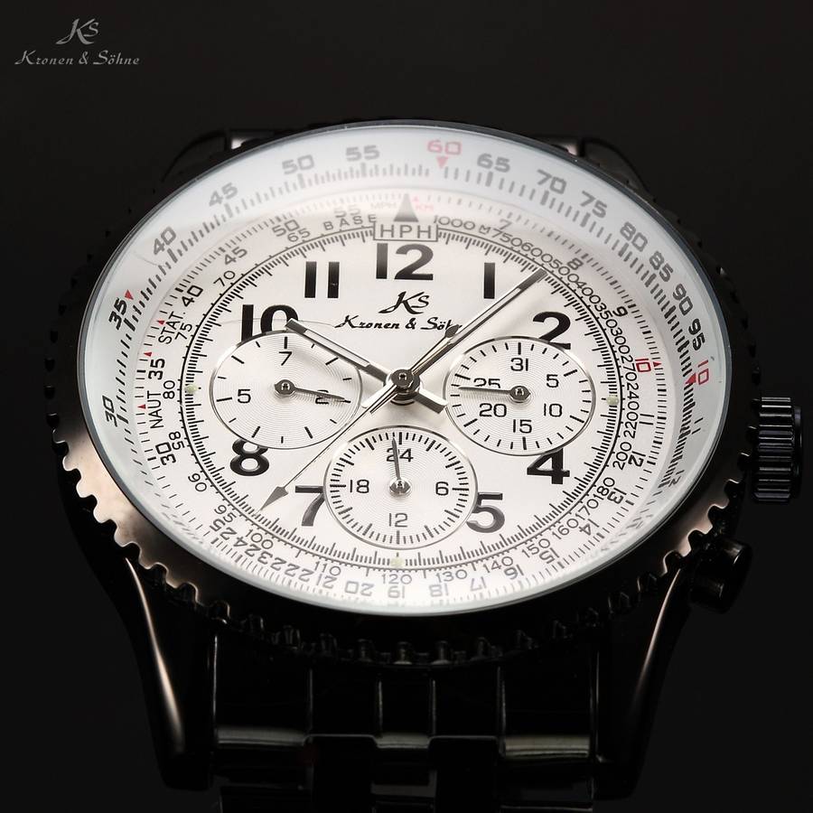 KRONEN & SOHNE Aviator AUTOMATIC Flight Calculator Chronograph Watch brand new in box!!